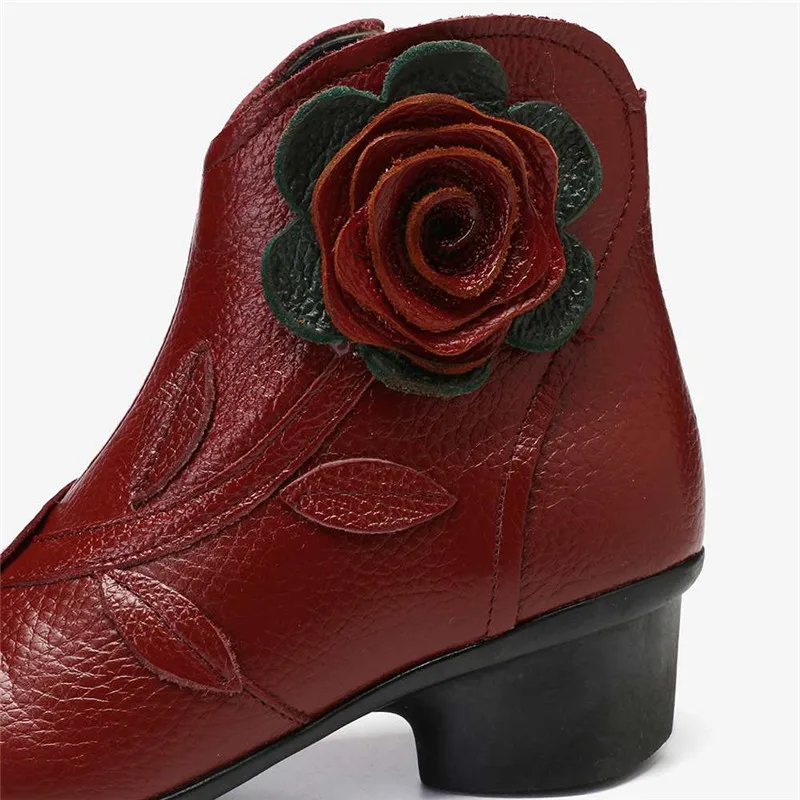 vintage Handmade Flower Short Boots