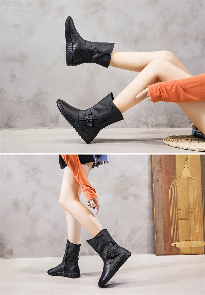 Stylish vintage Leather Ankle Boots