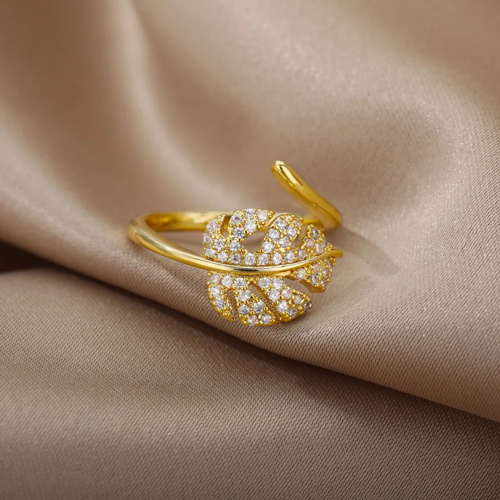 bohemian Ring Adjustable Gold Zircon