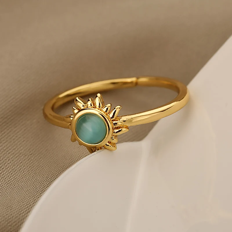 boho Sun Opal Ring Women