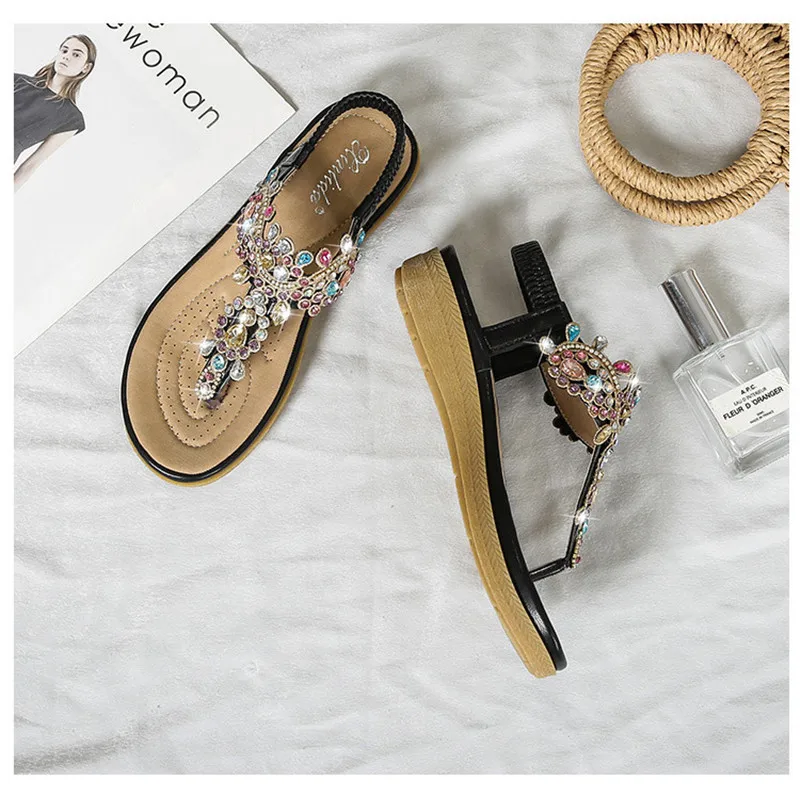 boho Sandals with Rhinestones
