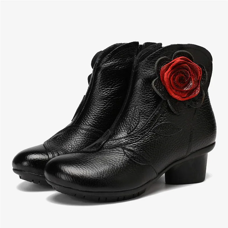 vintage Handmade Flower Short Boots