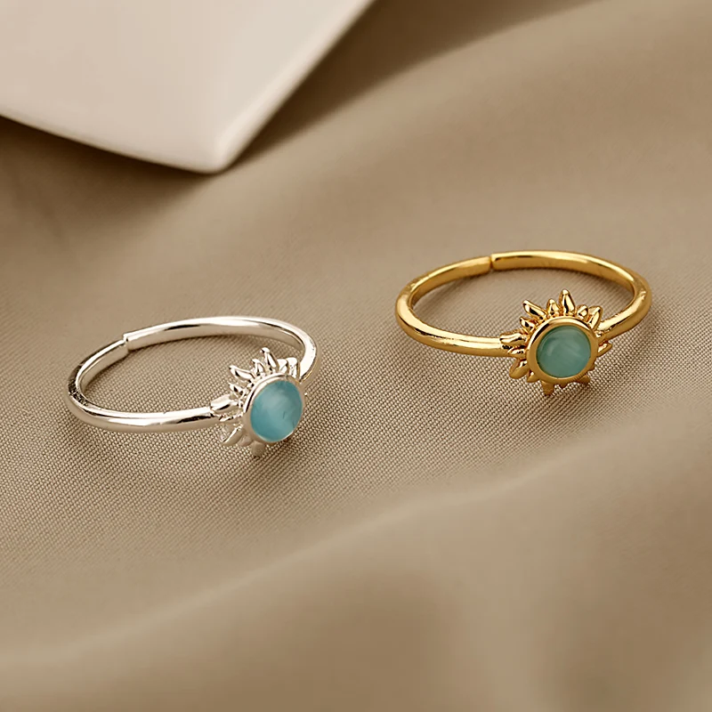 boho Sun Opal Ring Women