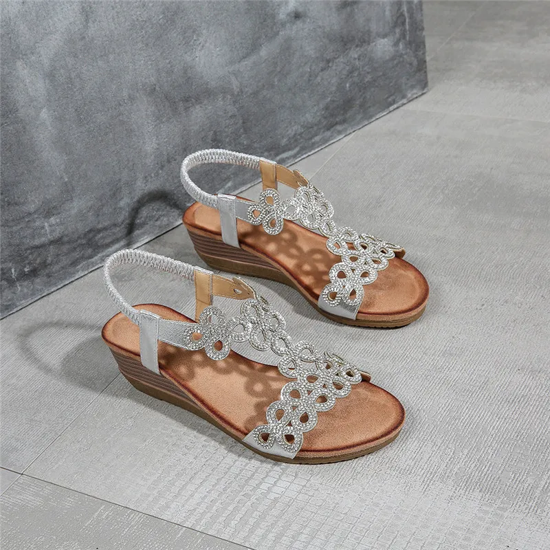 hippie Crystal Wedges Casual Sandals