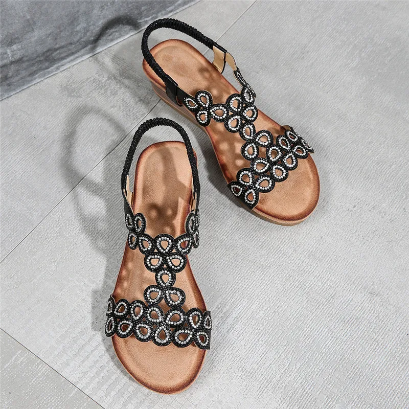 hippie Crystal Wedges Casual Sandals