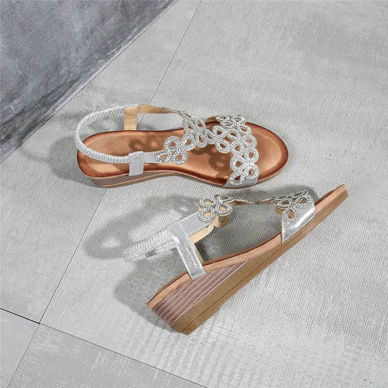 bohemian Crystal Wedges Casual Sandals