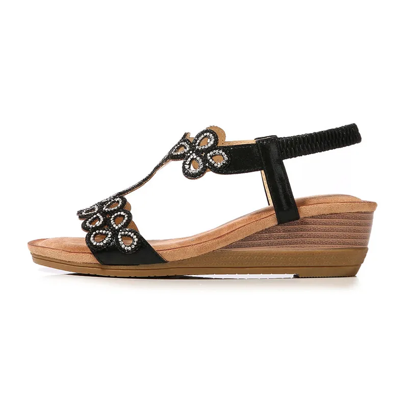 bohemian Crystal Wedges Casual Sandals