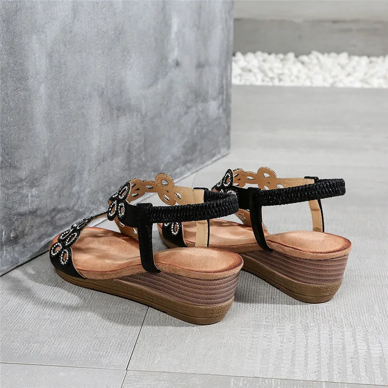 hippie Crystal Wedges Casual Sandals