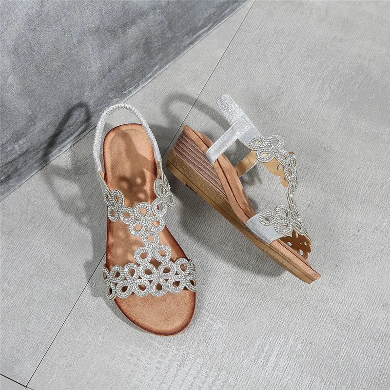 hippie Crystal Wedges Casual Sandals