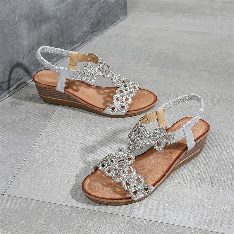 vintage Crystal Wedges Casual Sandals