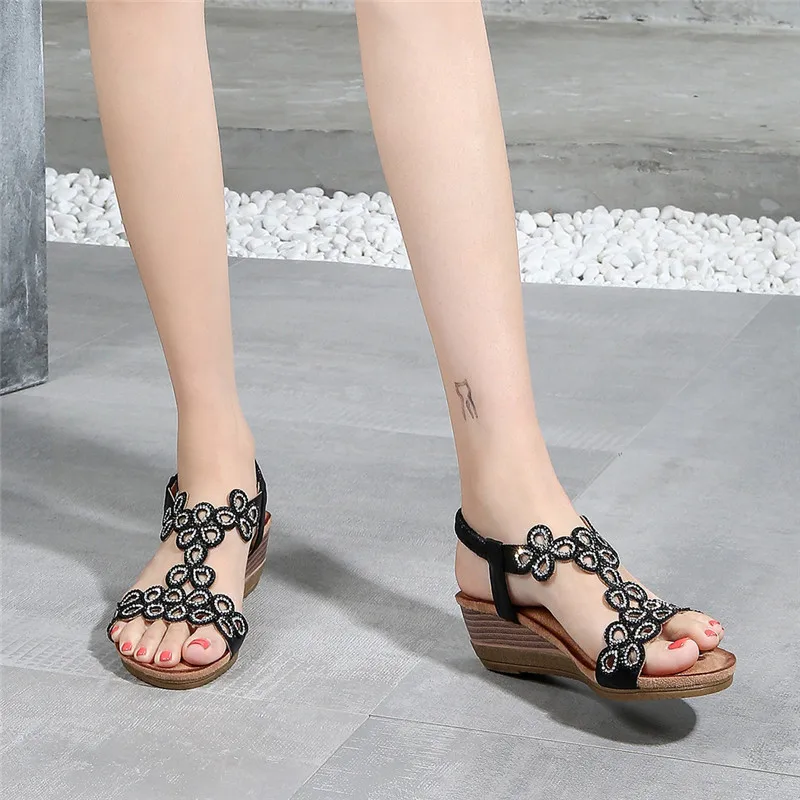 gypsy Crystal Wedges Casual Sandals