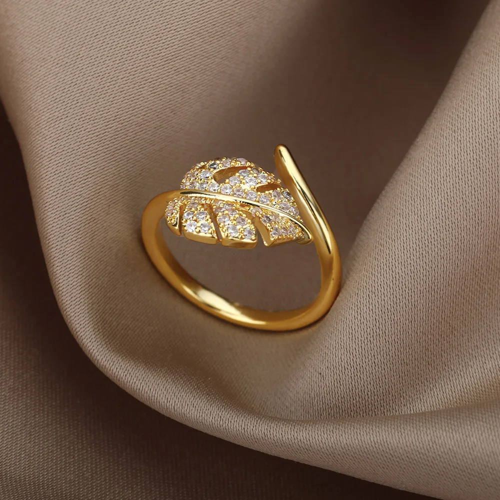boho Ring Adjustable Gold Zircon