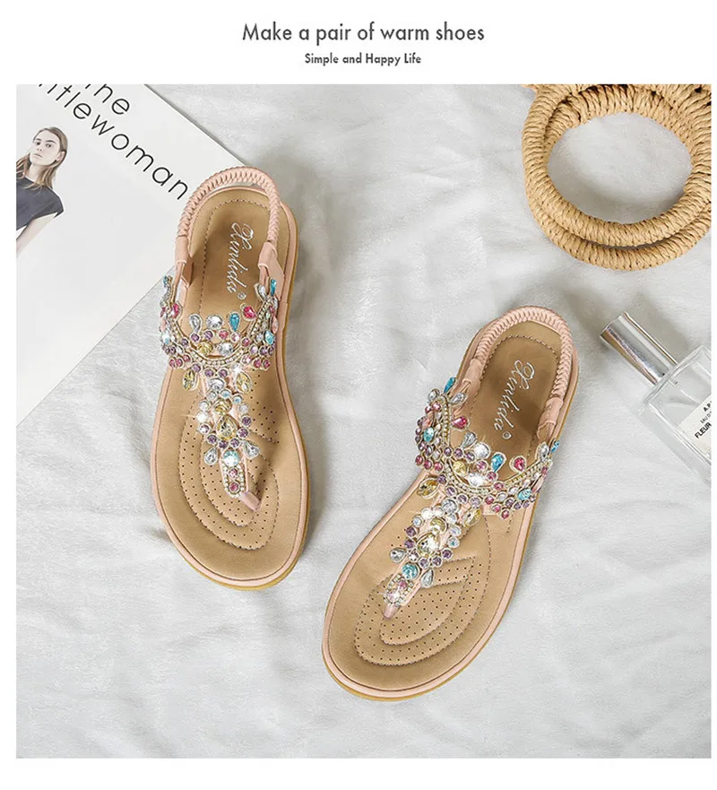 bohemian Sandals with Rhinestones