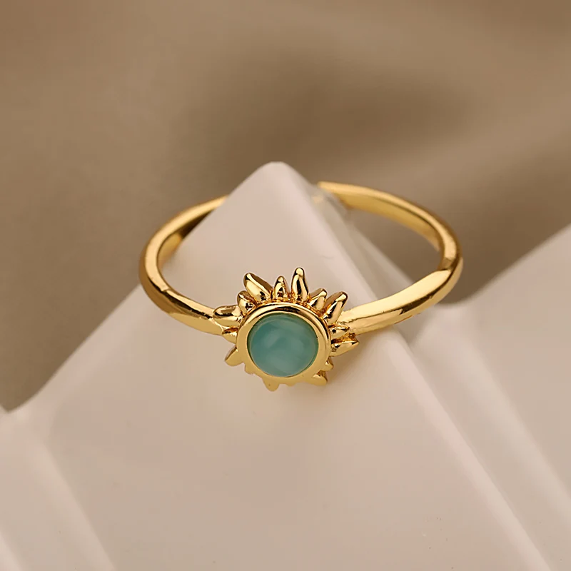 bohemian Sun Opal Ring Women