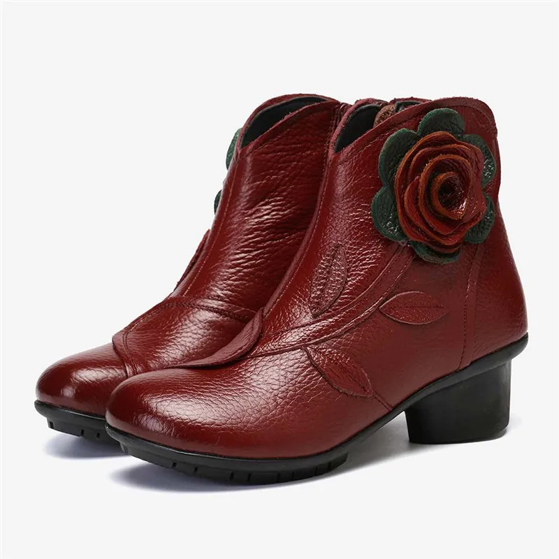 bohemian Handmade Flower Short Boots