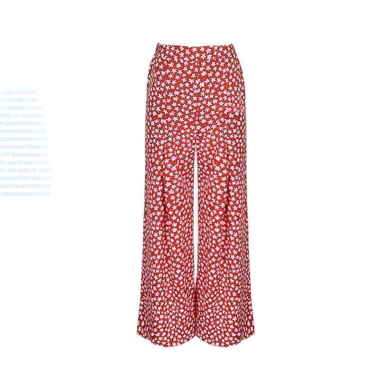 vintage Floral Flare Pants Women