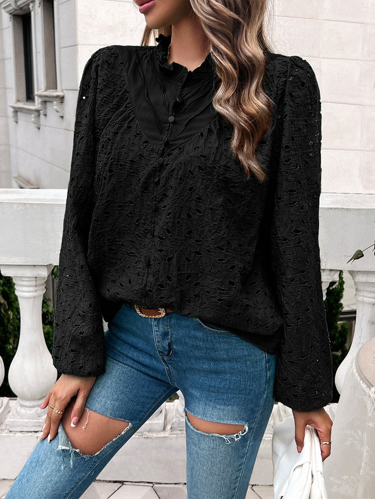 vintage Blouse Elegant Cutout Design