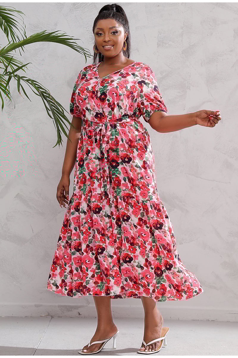 Plus Size hippie Floral Dress