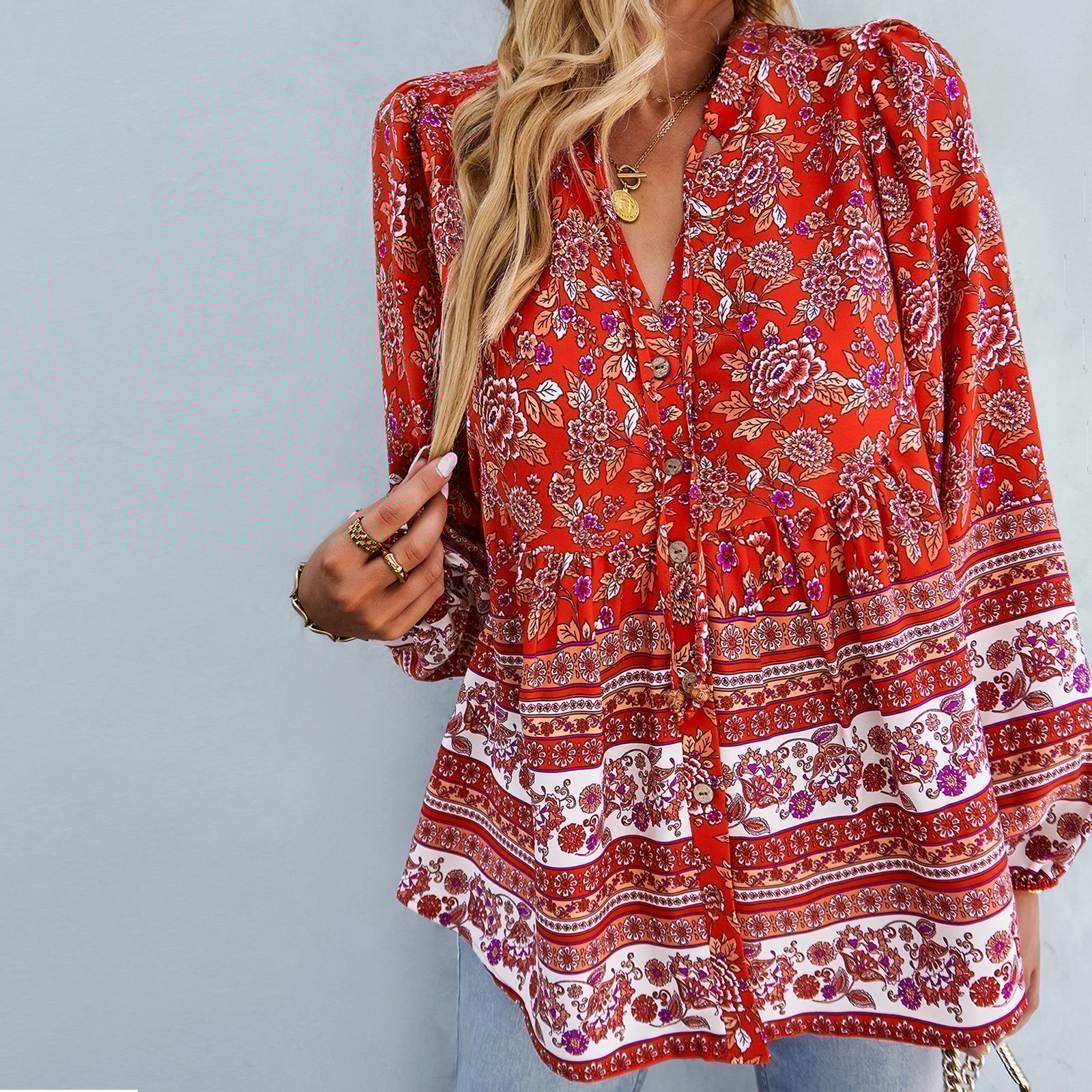 gypsy Long-Sleeved Blouse for Autumn