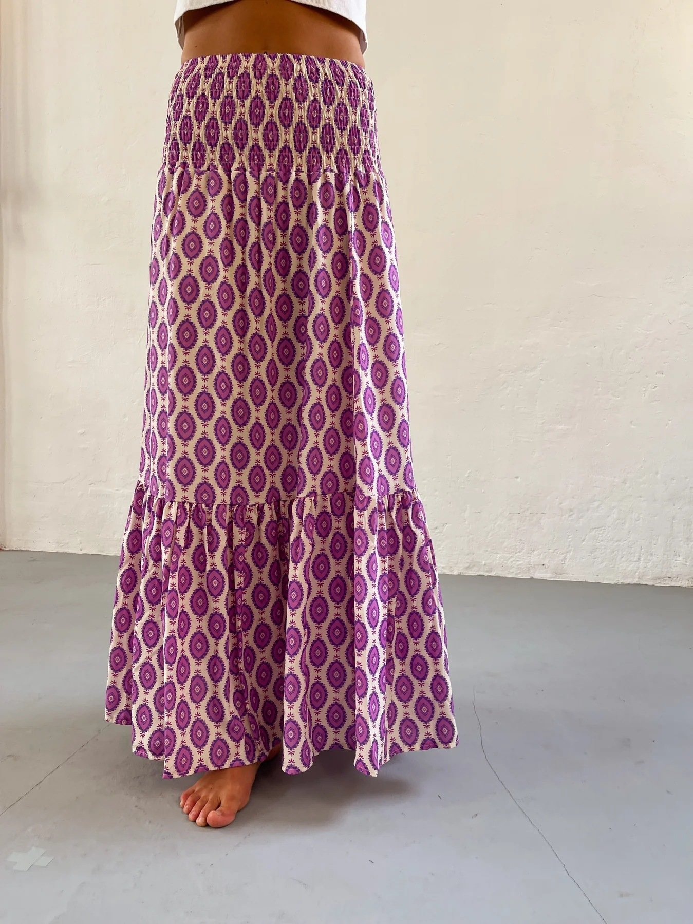 boho Floral Maxi Skirt Women