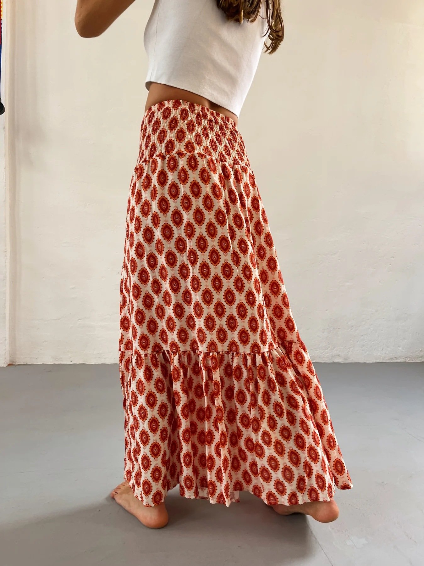 boho Floral Maxi Skirt Women