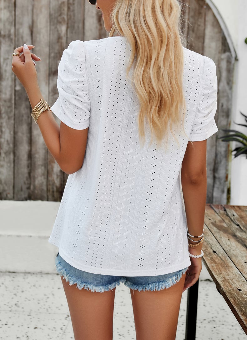 boho Square Neck Puff Blouse