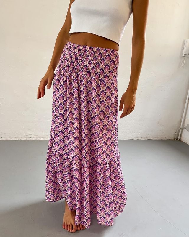 vintage Floral Maxi Skirt Women
