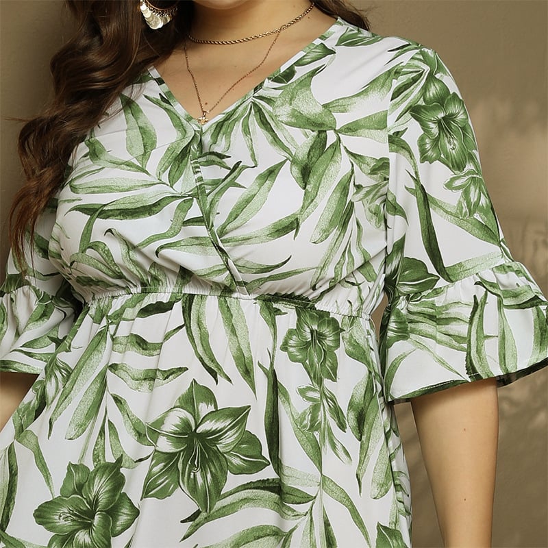 Plus Size boho Floral Dress