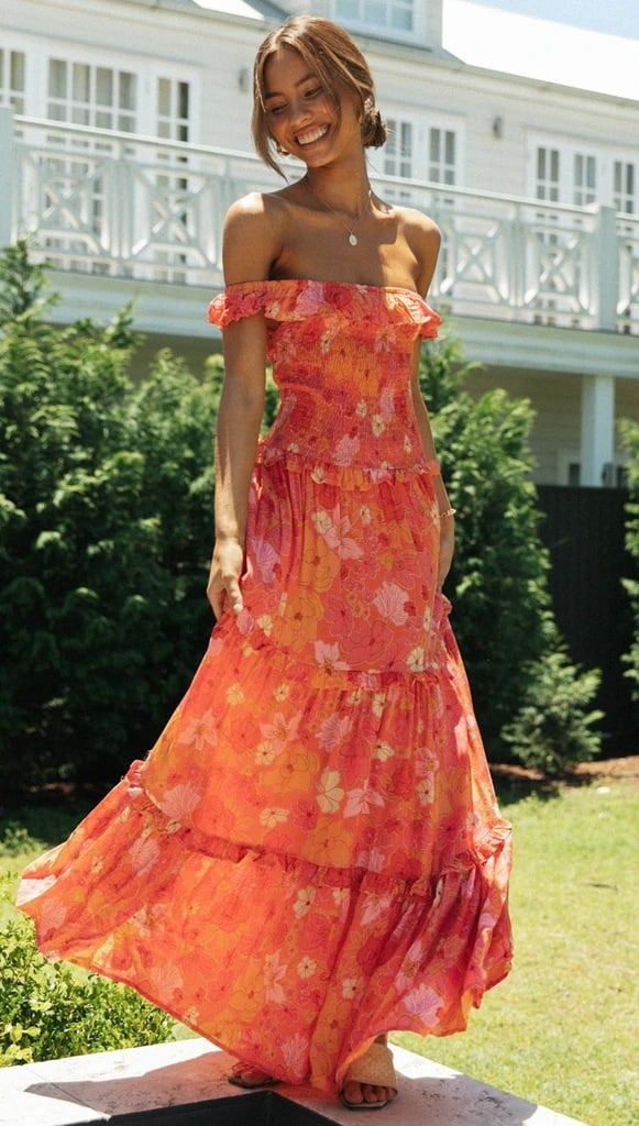 hippie Floral Off-Shoulder Dress