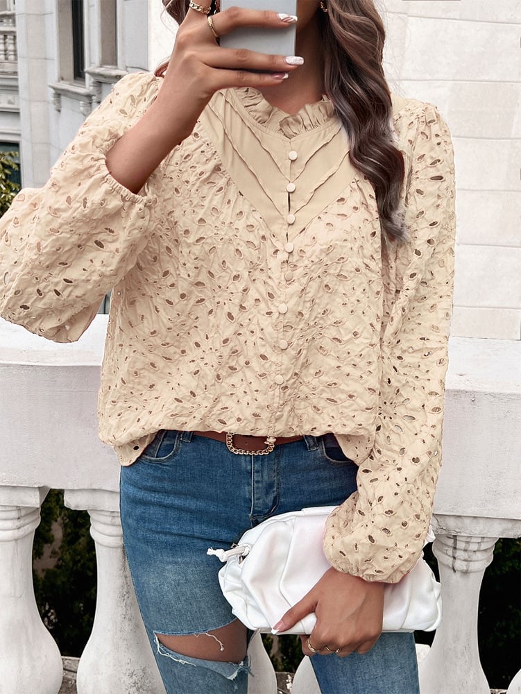 vintage Blouse Elegant Cutout Design