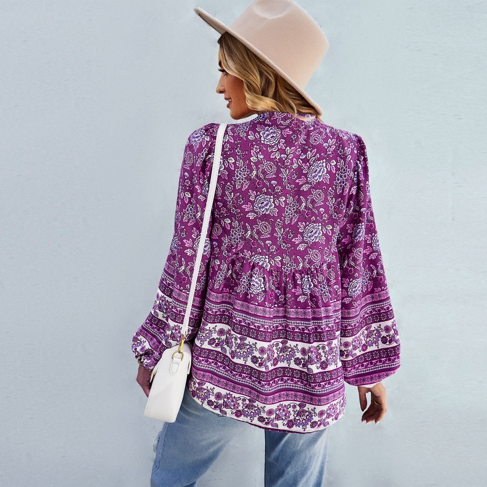 vintage Long-Sleeved Blouse for Autumn