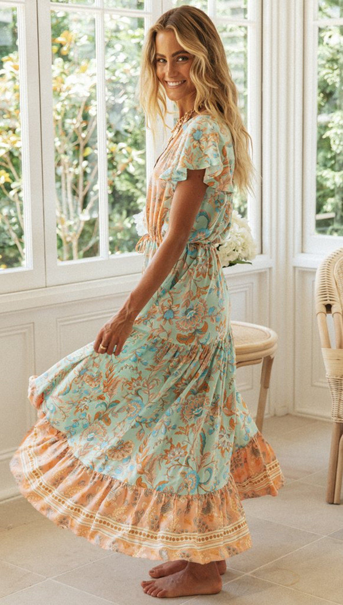 gypsy Floral Maxi Vacation Dress