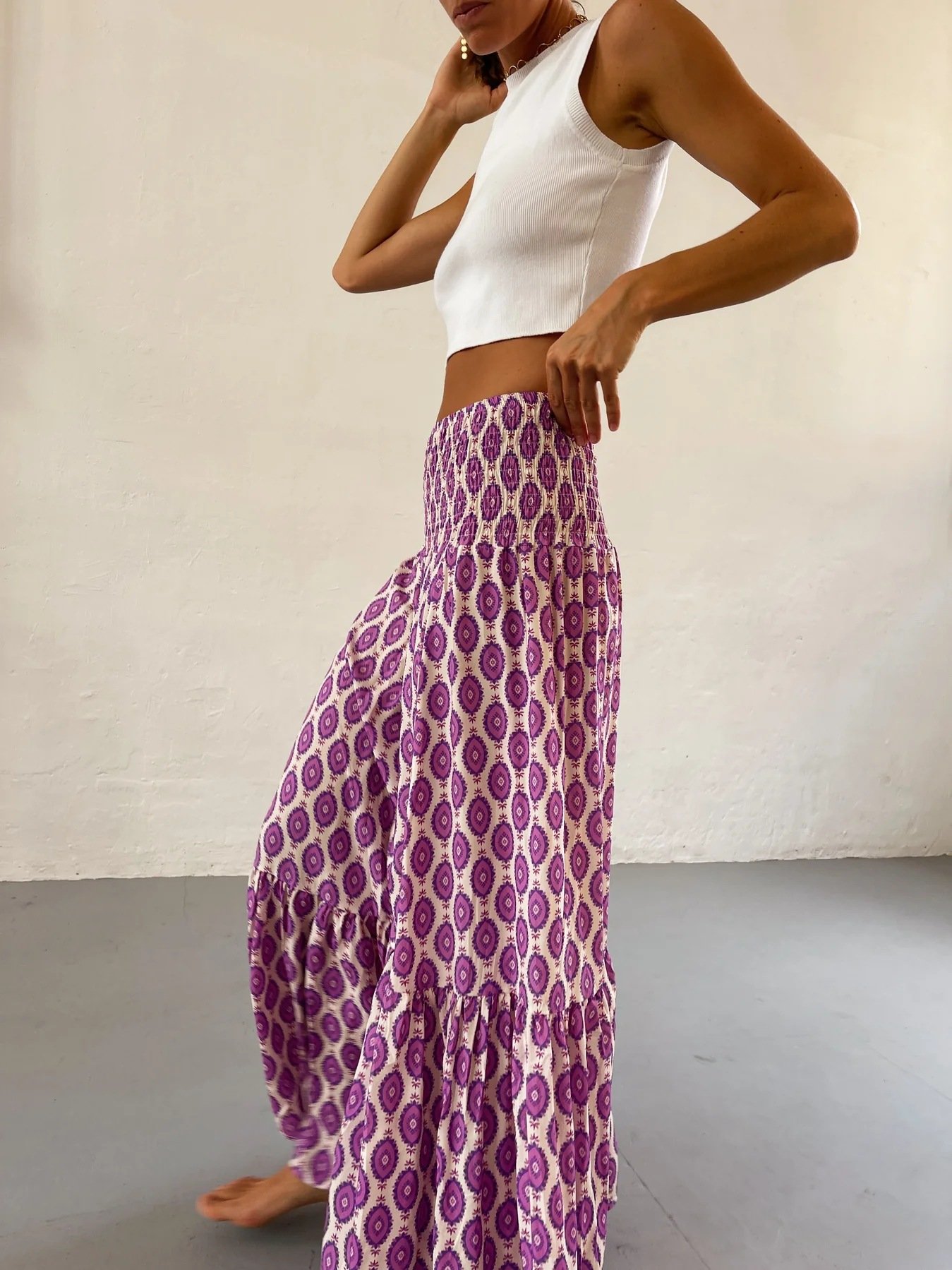 vintage Floral Maxi Skirt Women