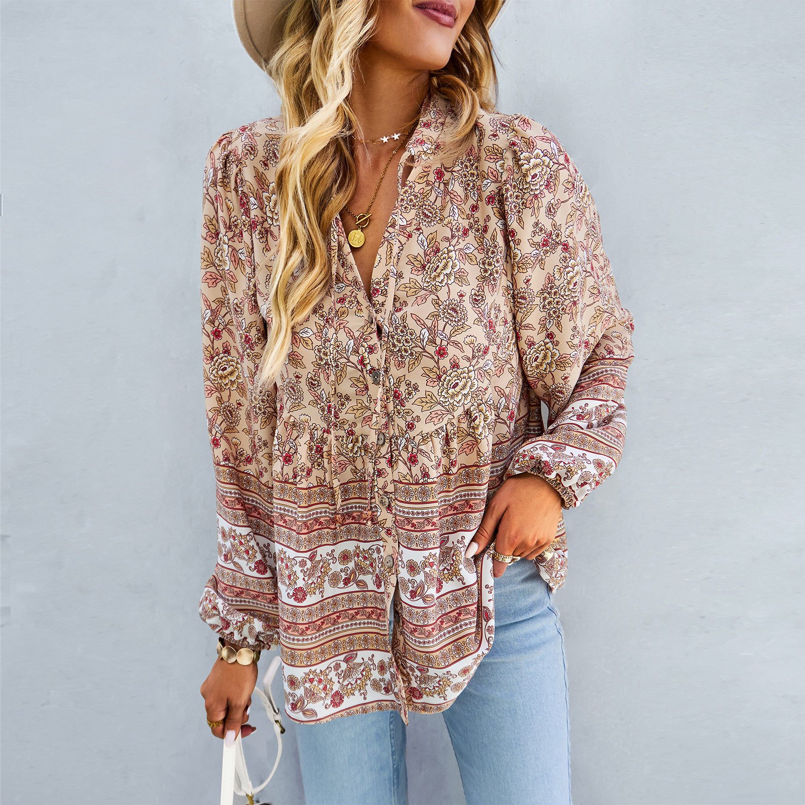 bohemian Long-Sleeved Blouse for Autumn