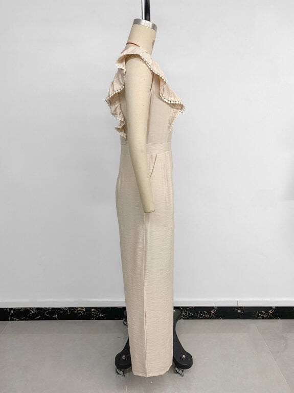 Ruffled Beige Boho Jumpsuit - imagine 12