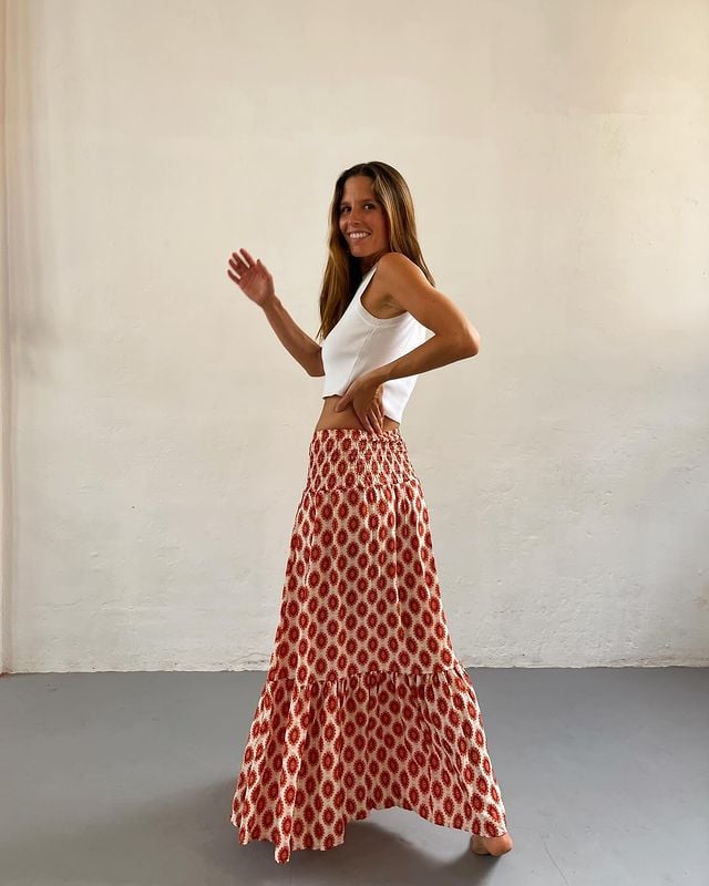 hippie Floral Maxi Skirt Women