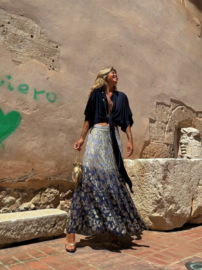 gypsy Printed Ruffled Midi Skirt