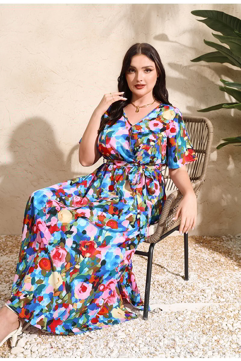 Plus Size bohemian Floral Dress
