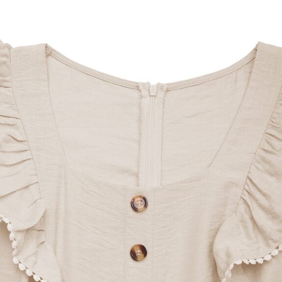 Ruffled Beige Boho Jumpsuit - imagine 6