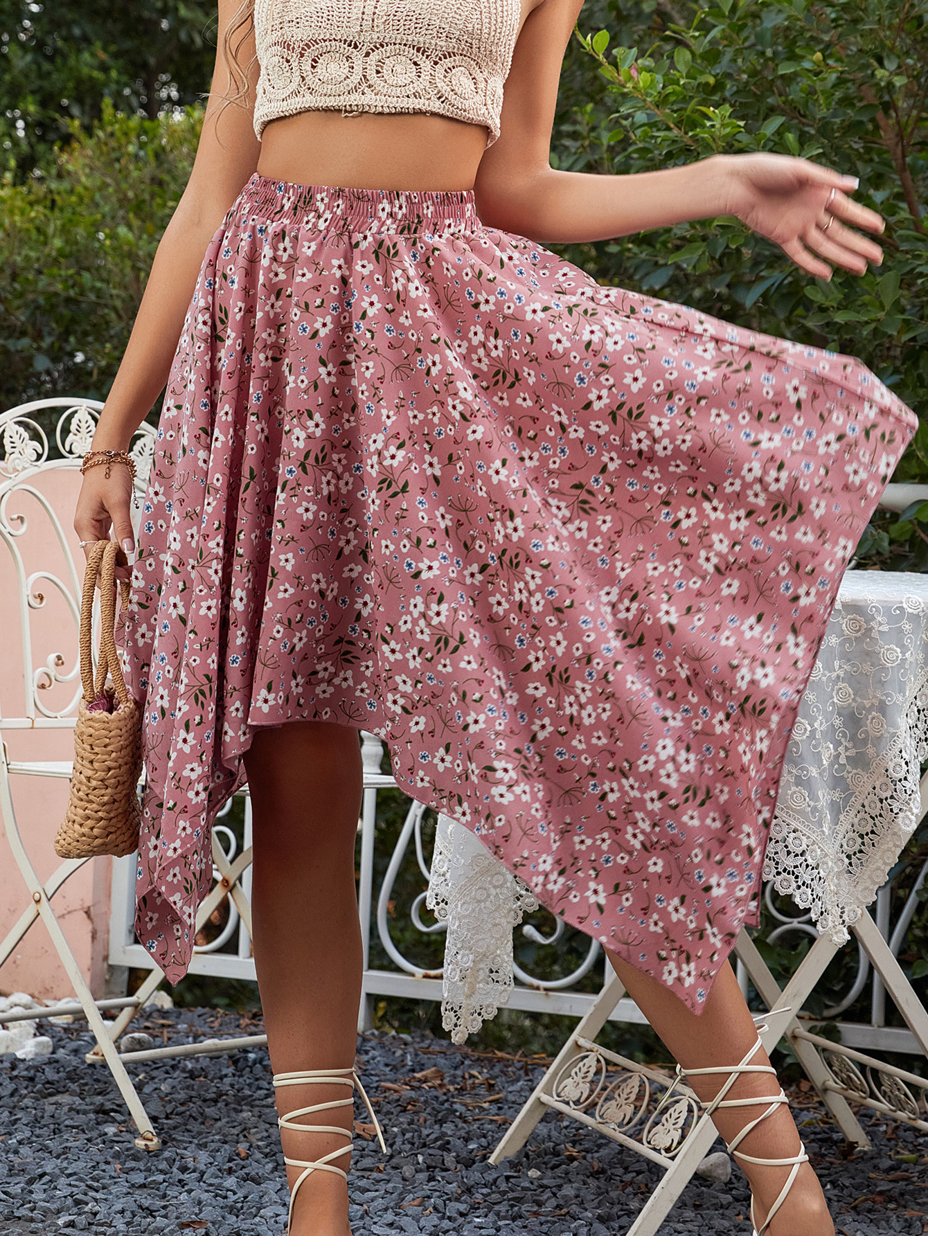 boho Floral Loose Skirt