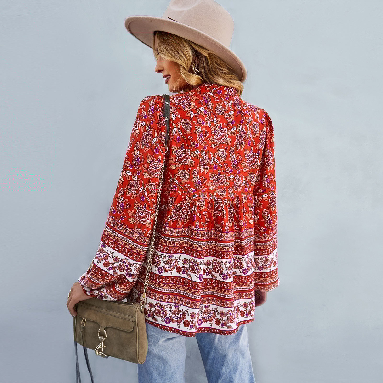 hippie Long-Sleeved Blouse for Autumn