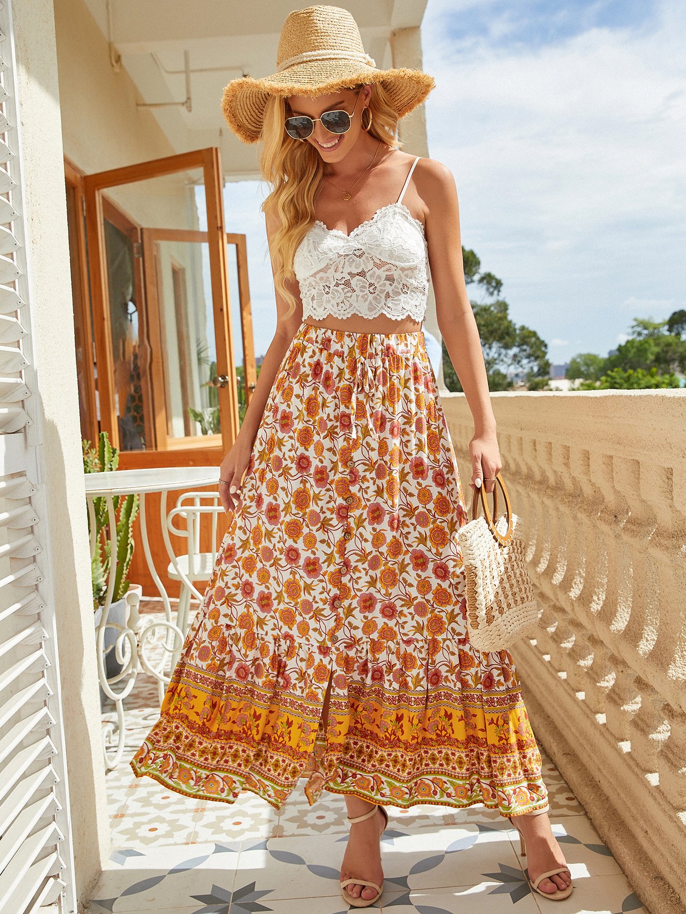 hippie Printed Maxi Skirt