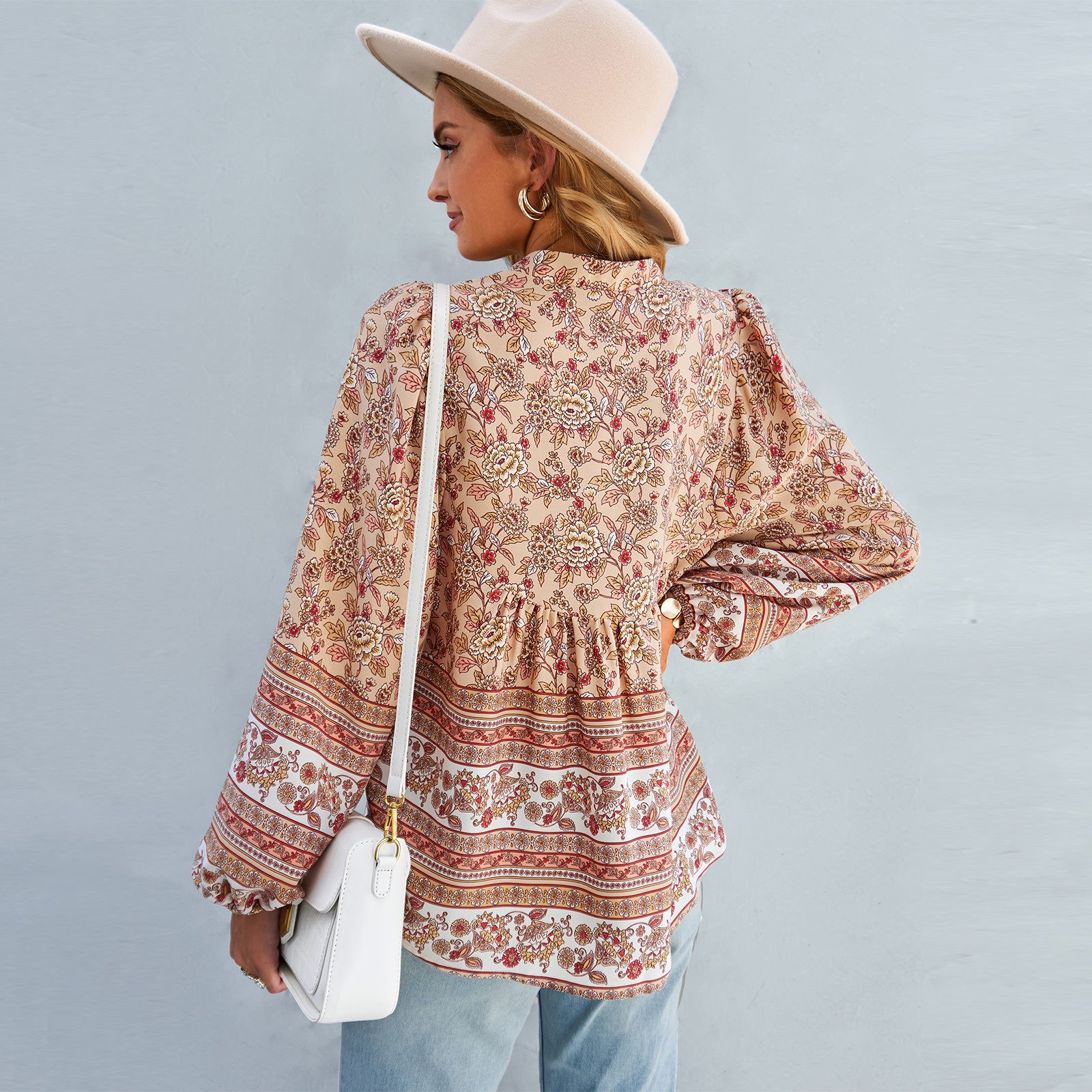 hippie Long-Sleeved Blouse for Autumn