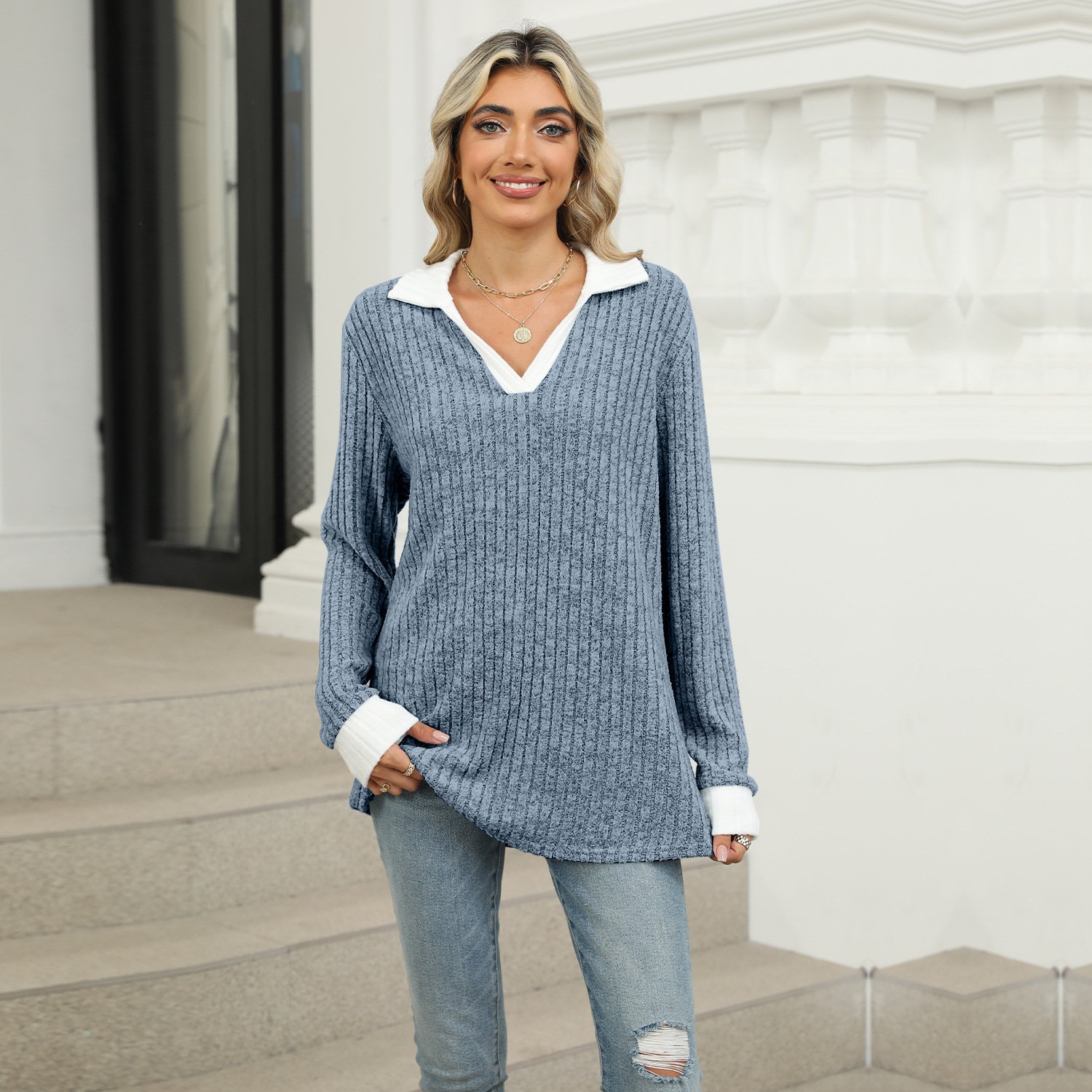 boho Cozy Loose Rib Sweater