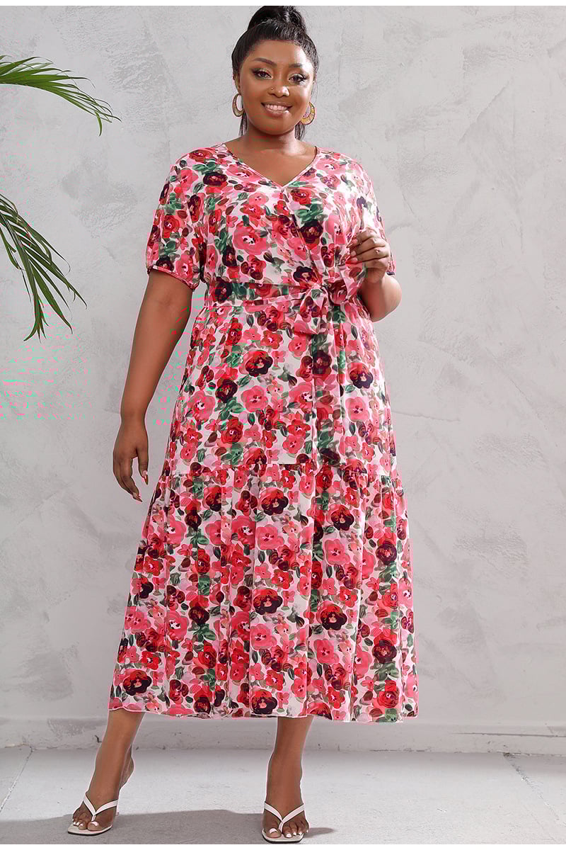 Plus Size hippie Floral Dress