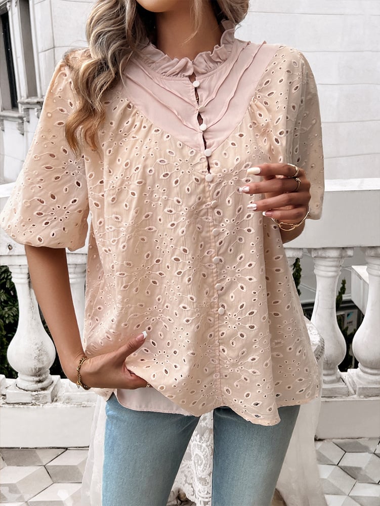 hippie Green Puff Sleeve Blouse