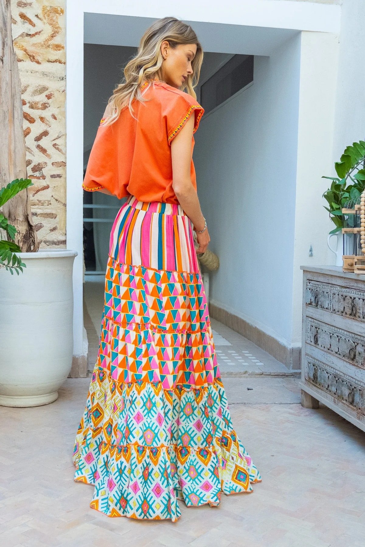gypsy Ruffled Midi Skirt