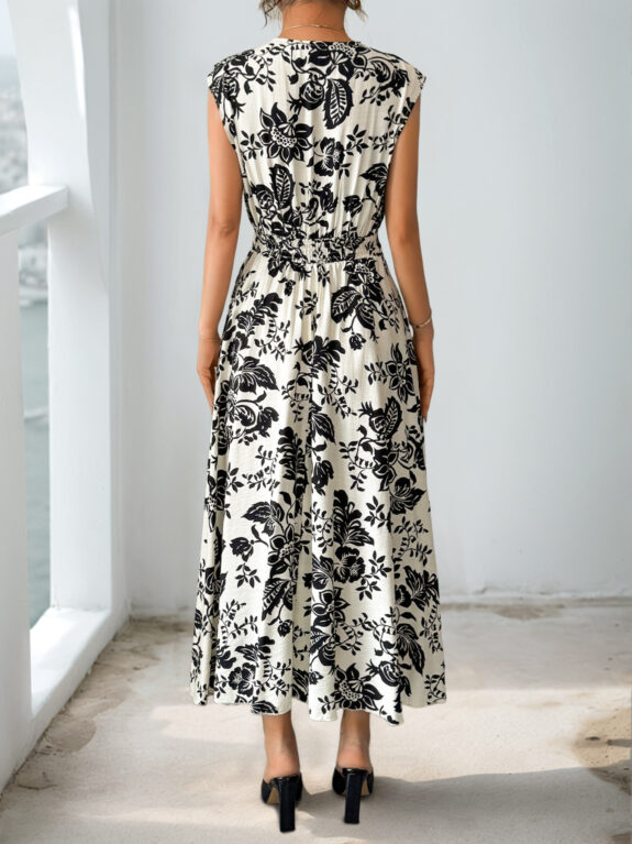 Boho Retro Black and White Flower Dress - Obrázek 6