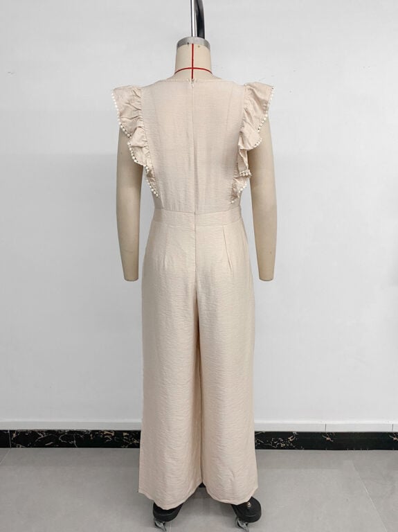 Ruffled Beige Boho Jumpsuit - imagine 13