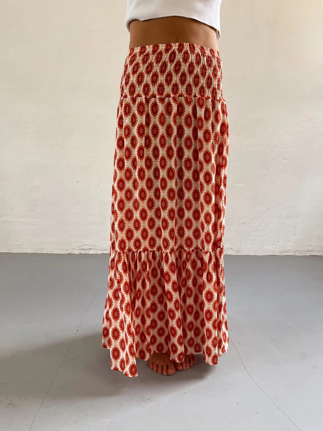 hippie Floral Maxi Skirt Women